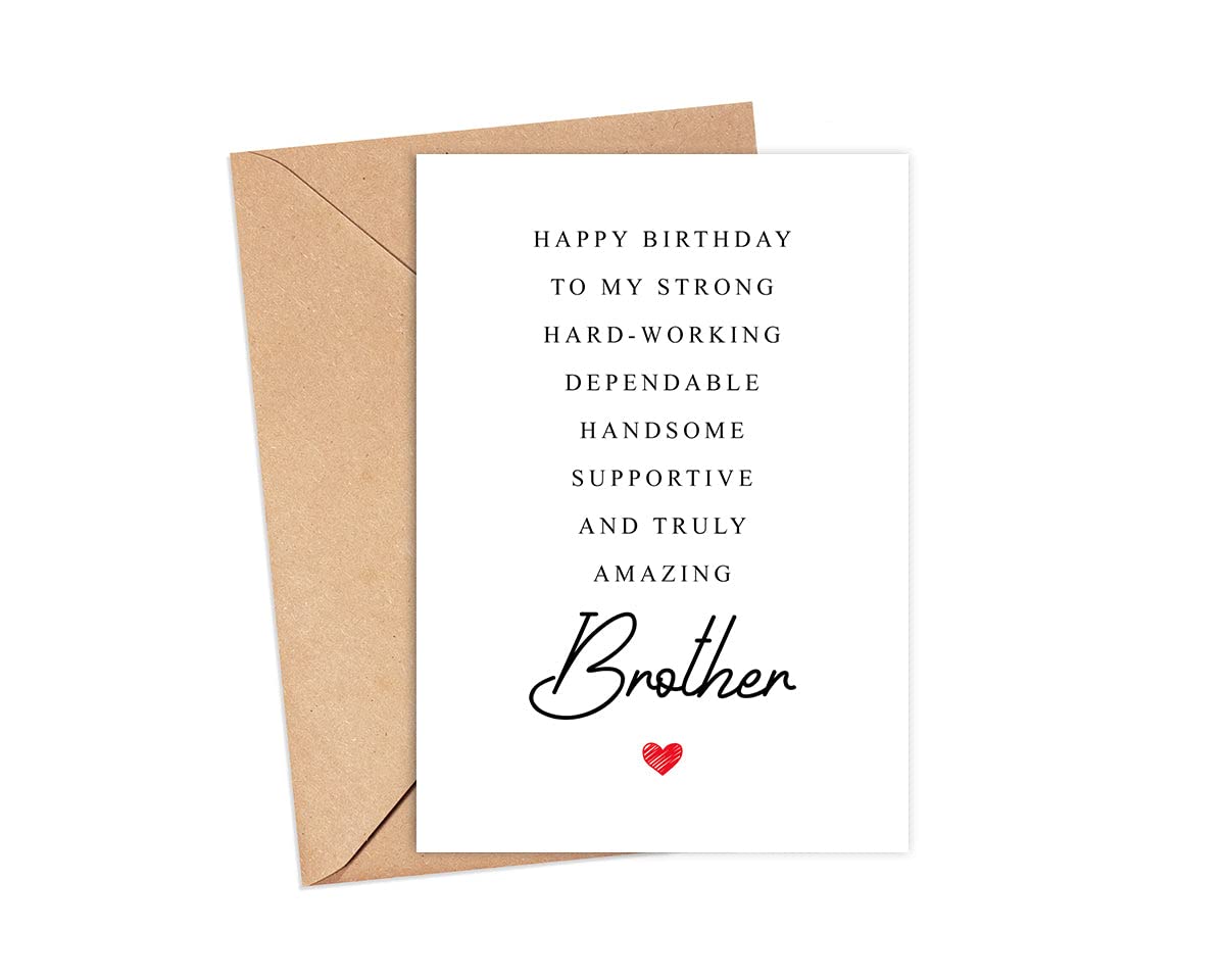 Brother Birthday Card Poem - Birthday Card For Brother - Amazing Gift Special For Brother Birthday - From Sister, Dad, Mom - Cute Birthday Card