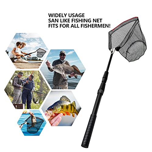 SAN LIKE 2pack Fishing Net Fish Landing Nets Ice Fishing Collapsible Telescopic Sturdy Pole Handle for Saltwater Freshwater Extending to 51inches (51inch-2pack)