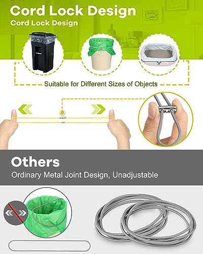 Rosaver Garbage Can Bands Cord Lord Design Adjustable Large Trash Can Rubber Bands Fits 8-33 Gallon Trash Cans Multifunction Bands Litter Box Bands for Kitchen Tables Picnic Party 12 Pack