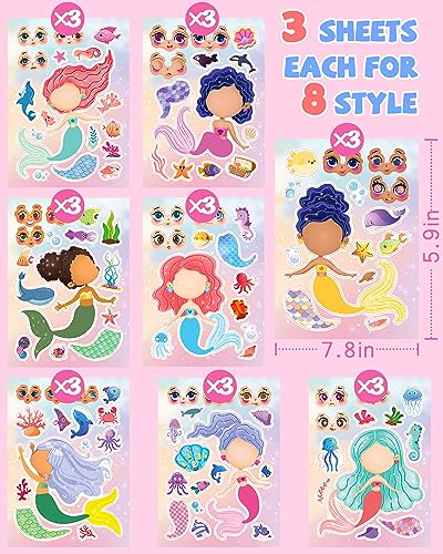 24 Pcs Make Your Own Animal Sticker Sheets for Kids, 2 Sheets 12 Animals Stickers with Safaris, Sea Animals Face Stickers for Kids Toddlers Crafts Activities Gift Bags Birthday Party Favors Supplies