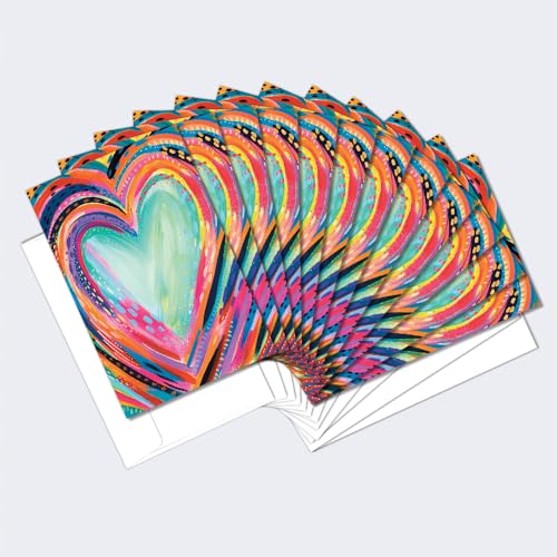 Tree-Free Greetings - Valentine's Day Greeting Cards - Artful Designs - 12 Cards + White Envelopes - Made in USA - 100% Recycled Paper - 4"x6" - Artful Heart (FS68743)