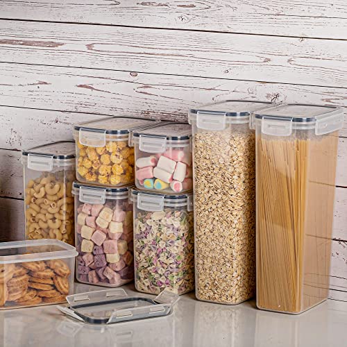 Vtopmart Airtight Food Storage Containers with Lids, 24 pcs Plastic Kitchen and Pantry Organization Canisters for Cereal, Dry Food, Flour and Sugar, BPA Free, Includes 24 Labels