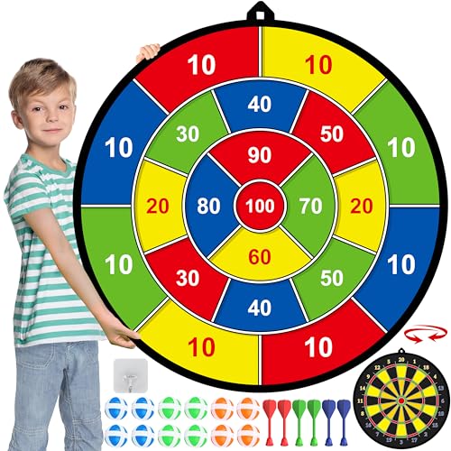 29" Large Dart Board for Kids, Kids Double-Sided Dart Board with Sticky Balls and Darts, Indoor/Outdoor Sport Fun Party Play Game Toys, Gifts for 3 4 5 6 7 8 9 10 11 12 Year Old Boys Girls