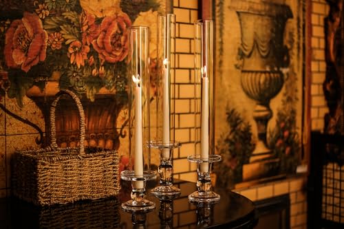 CYS EXCEL 2 PCS (H:13.75" D:2") Open Ended Clear Glass Hurricane Candleholder Tube Lamp Shade Open Flame Candlestick Holder Chimney Tube Cover Bottomless Cylinder