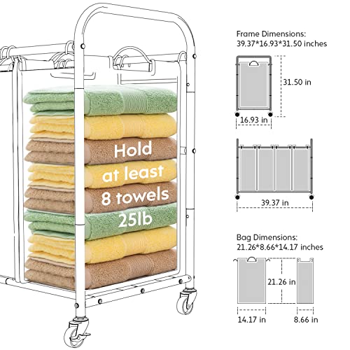 ROMOON Laundry Sorter, 4 Compartment Laundry Hamper with Heavy Duty Rolling Lockable Wheels, Laundry Basket Organizer with Removable Bags for Dirty Clothes Storage, Black