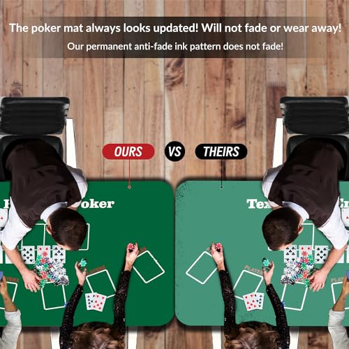 nuveti 47 x 24Inch Poker Mat Poker Table Top, Portable Texas Hold'em Poker Table Topper, Foldable Poker Table Tops Non-Slip Rubber Bottom for Card Games, Blackjack