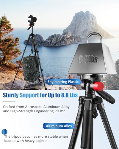 CAMBOFOTO 74"-Camera-Tripod, Porfessional Aluminum Heavy Duty Tripod Stand for Mirrorless Camera/DSLR/Cell Phone/Camcorder, with Holder and Travel Bag