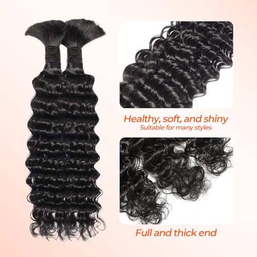 Human Braiding Hair for Boho Braids #4/27 Deep Wave Bulk Human Boho Hair for Braiding 12A Virgin Curly Human Hair for Boho Knotless Braids Human Hair Bundles (Deep wave (#4/27), 14 Inch)