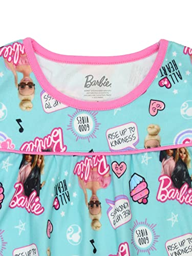 Barbie Girls Flannel Granny Gown Nightgown Pajamas (4, Turquoise)