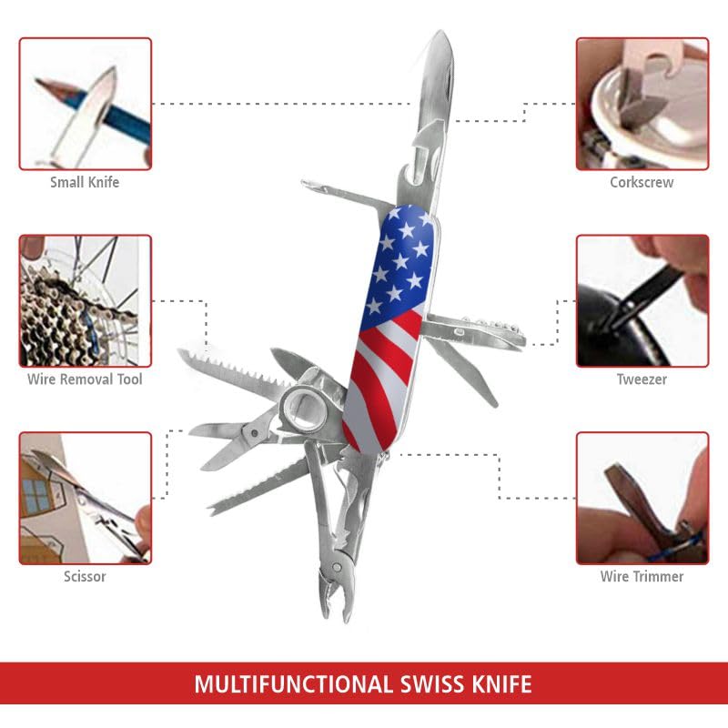 Swiss Eagle Premium Quality Classic Multi-Tool Army Knife - Packs 30 Tools Pocket knife - Multitool