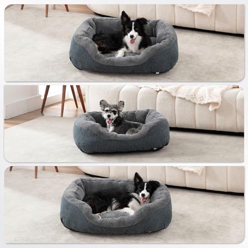 INVENHO Dog Beds for Small Medium Dogs Washable, Calming Dog Bed Small Size Dog, Orthopedic Dog Bed, Warming Soft Calming Sleeping Puppy Bed Durable Pet Bed with Anti-Slip Bottom