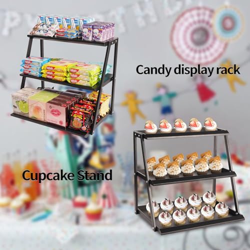 WWN 3 Tier White Candy Display - Snack holder with snack holder - Display Stand for Vendors- Cupcake display stand –Tabletop Shop Retail Display (WHITE)