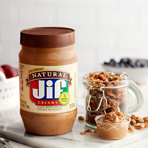 Jif Natural Creamy Peanut Butter Spread – Contains 90% Peanuts, 40 Ounces