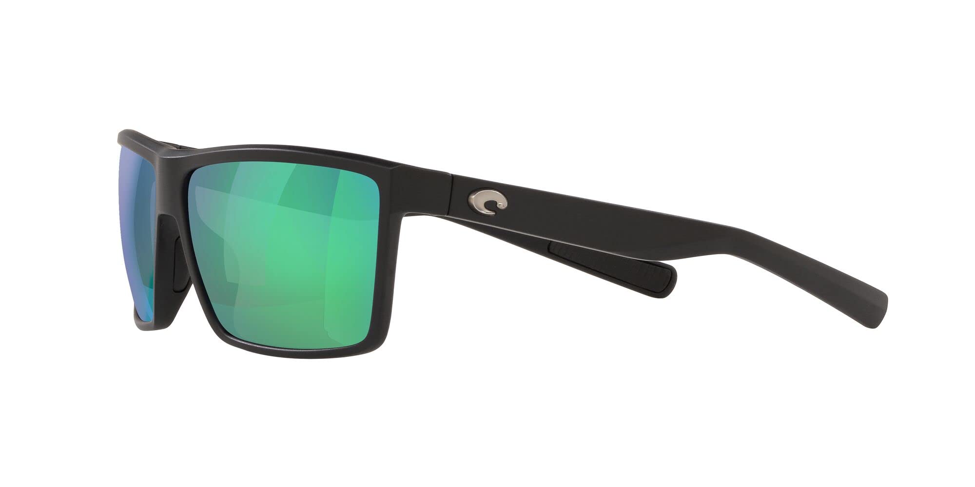 Costa Del Mar Mens Rinconcito Rectangular Sunglasses, Matte Black/Green Mirrored Polarized-580G, 60 mm