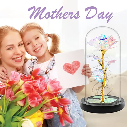 Mothers Day Rose Gifts for Mom from Daughter,Birthday Gifts for Women,Presents Mom Girlfriend Wife Grandma Sister Mother Day Flowers Gifts,I Love You Gifts for Her,Galaxy Light Up Rose in A Glass Dome