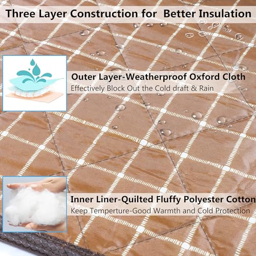 Magnetic Thermal Insulated Door Curtain for Winter,Three Layer Construction For Better Insulation,Thicken Polyester Fiberfill &Weatherproof Oxford Cloth,Temporary Door Window Insulation Cover Curtain