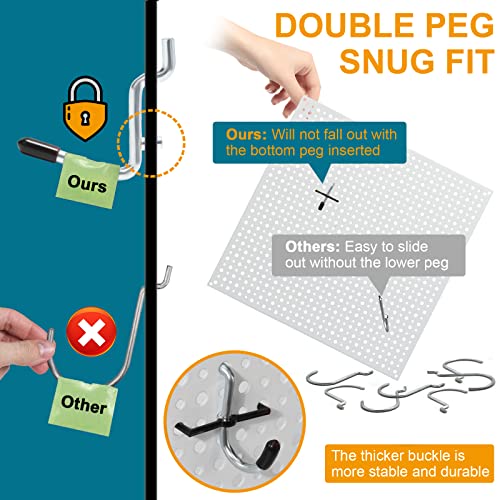 Daanxw 1/4 inch Heavy-Duty Pegboard Hooks, Only Suitable for 1/4" Pegboard Board,Metal Hooks for Hanging Storage Tools(99pcs)(Black Protective Sleeve)