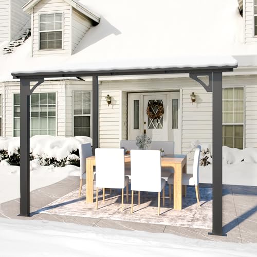 AECOJOY 20' x 12' Gazebo in White, Large Wall Mounted Gazebos on Clearance, Outdoor Patio Lean to Gazebo Metal Awnings for Decks,Patio, Porch, Backyard and More