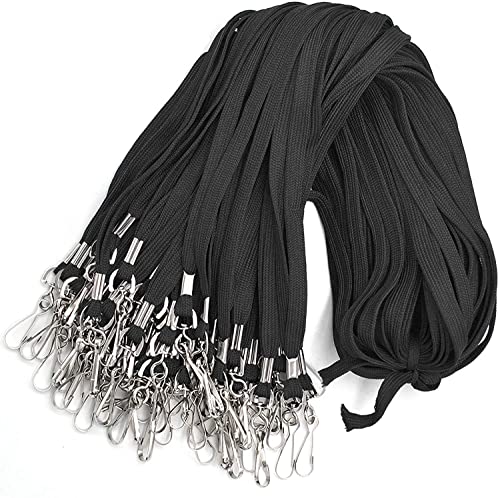 Bird Fiy Black Lanyard 32" Flat Lanyards with Swivel Hook Attachment (Black)