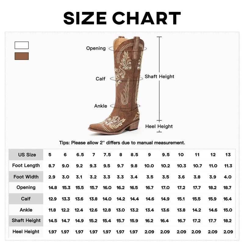 Dixhills Brown Cowboy Boots for Women - Wide Calf Knee High Cowgirl Boots, Glitter Sparkly Rhinestone Western Country Boots with Classic Embroidery, Pointed Toe Pull On Zipper Retro Boots Size 12