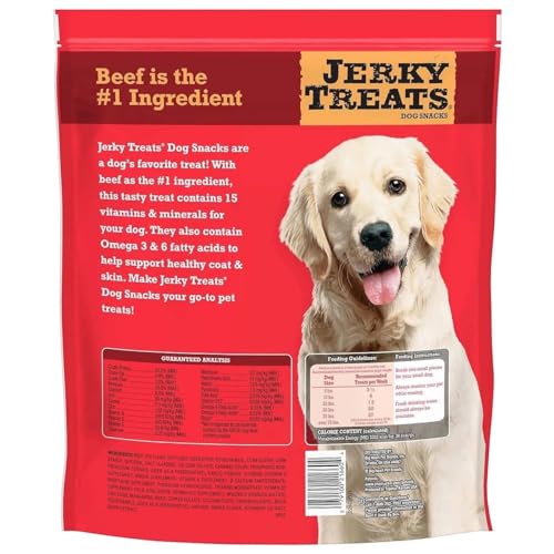 Jerky Treats Tender Beef Strips Dog Snacks 15 Vitamin& Mineral& Omega 3 Made in USA, 60 oz, New Packaging (1 Pack)