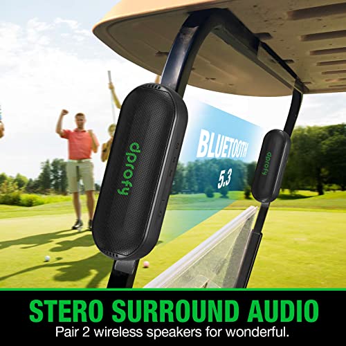 Dprofy New Play 2 Rounds of Golf, Magnetic Bluetooth Golf Speaker Golf Cart Speaker, Stereo Sound Portable Pro Wireless Waterproof Speaker with Rich Bass, Golf Accessories Golf Gifts (with Light)