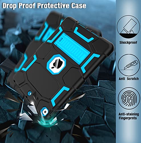 CCMAO iPad 9th Generation Case, iPad 8th/7th Generation Case, iPad 10.2 2021/2020/2019 Case with Kickstand, Heavy Duty Shockproof Hard Hybrid Three Layer Protective Cover, Rainbow