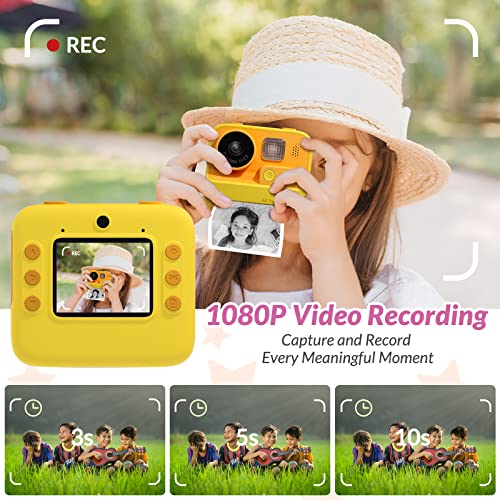 Mafiti Kids Camera Instant Print, 48MP Digital Camera Selfie 1080P Video Camera with 32G TF Card, Toys Presents for Girls Boys Aged 3-12 for Christmas/Birthday/Holiday (Orange)