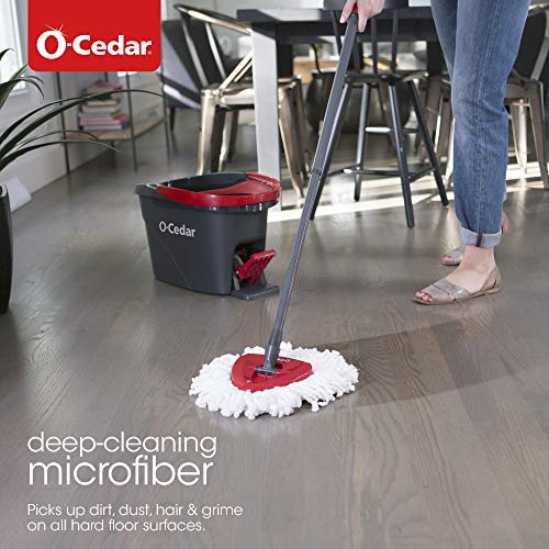 O-Cedar Easywring Microfiber Spin Mop & Bucket Floor Cleaning System with 3 Extra Refills