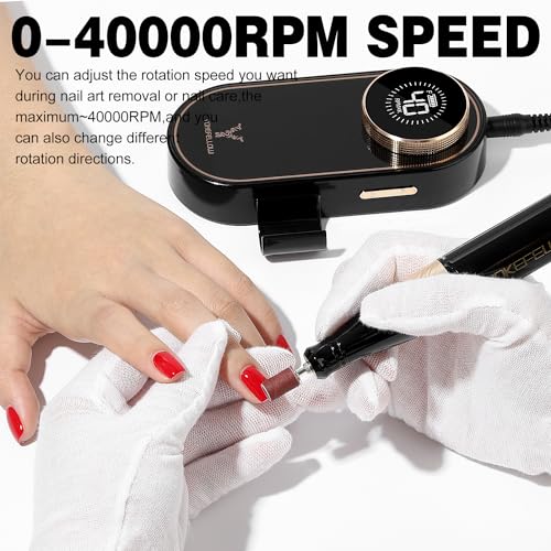 YOKE FELLOW Nail Drill Professional - Electric Nail Drill Machine for Acrylic Nail Kit with Nail Dust Brush for Manicure Pedicure 40000RPM Rechargeable Nail Drill Gift Set for Women