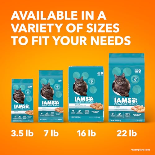 IAMS Proactive Health Indoor Weight Control & Hairball Care Adult Dry Cat Food with Chicken & Turkey, 22 lb. Bag