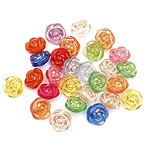 30 Pcs Acrylic Rose Flower Buttons Shirt Buttons Sewing Accessories DIY Crafts (Yellow-Green, 12.5mm)
