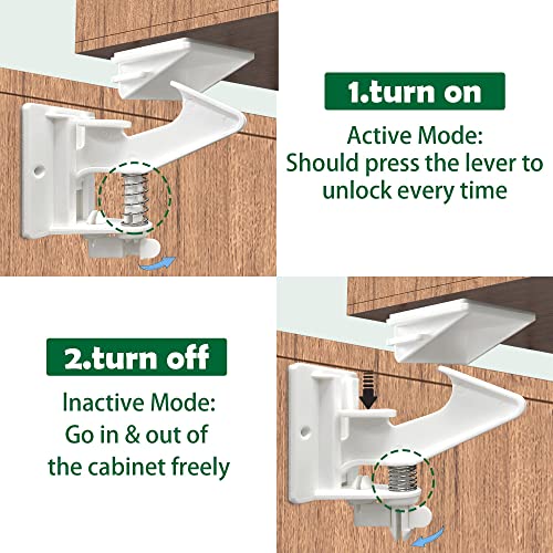 10 Pack 3.5 Inches Longer Cabinet Locks for Babies Child Safety Latches - Vmaisi Baby Proofing Cabinets Drawer Lock with Adhesive Easy Installation