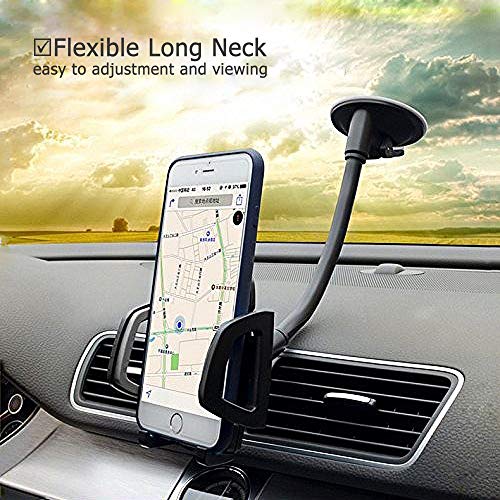 Car Phone Mount, Vansky 3-in-1 Cell Holder Air Vent Dashboard Mount Windshield for iPhone Xs Max R X 8 Plus 7 6S Samsung Galaxy S9 S8 Edge S7 S6 LG Sony and More