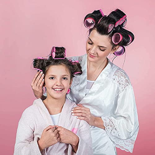 Jumbo 24Pcs Self-Grip Hair Roller Set - 12 Heatless Rollers & 12 Duckbill Clips for Long, Medium Hair Bangs Volume