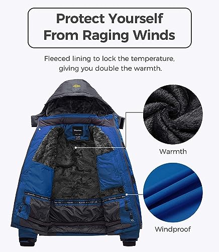 wantdo Men's Waterproof Winter Ski Jackets Windbreaker Hood Coat Dark Gray L