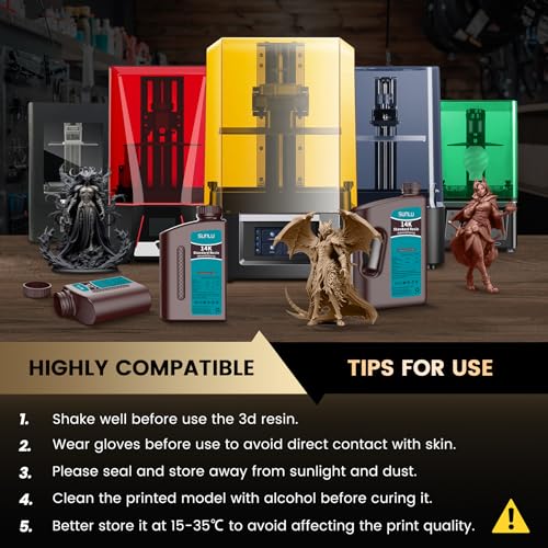 SUNLU 14K High Precision 3D Printer Resin 1KG, Standard 3D Printing Resin for Detail Printing Miniatures, Fast Curing 405nm UV Photopolymer Resin, Smooth Matte Surface, Better Liquidity, 1000G Black