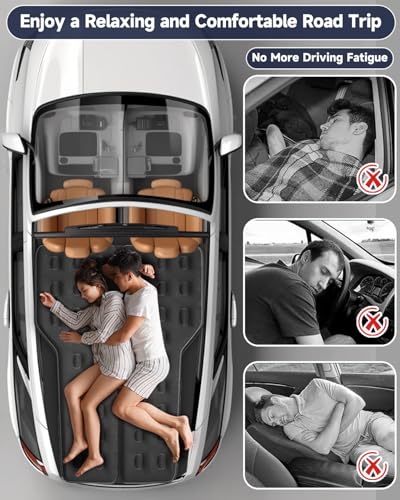 Umbrauto SUV Air Mattress Bed: Upgraded Thickened Inflatable Car Sleeping Airbed for SUV Back Trunk Camping, Car Travel Pad with Electric Pump, Pillows, Repair Patch Kit