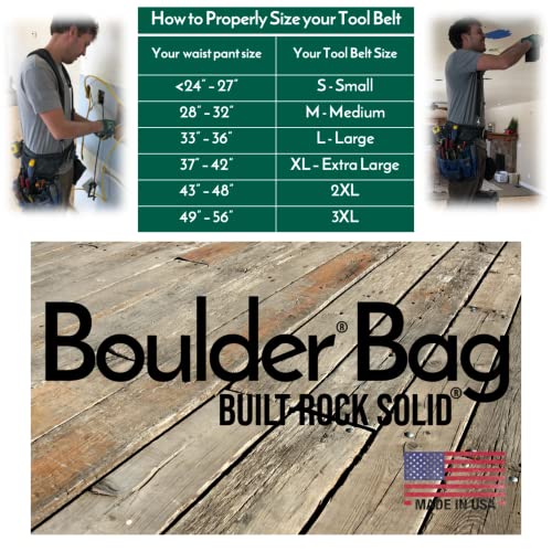 BOULDER BAG Professional Electrician's MAX Combo with Comfort Back Support Tool Belt, Leather Belt Buckle, Heavy Duty Work Belt, (Small 24-27 Inch Waist), Made in USA