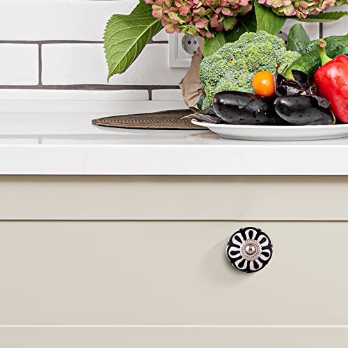 CLEENTABLE Set of 12 Ceramic Knobs Decorative Knobs for Home Kitchen Cabinet Cupboard Door Dresser Wardrobe Pulls Cabinet Knobs Ceramic Drawer Pull Kitchen Cupboard Pull Door Handle - White Silver