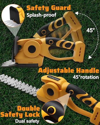 Cordless Hedge Trimmer for DEWALT 20V MAX Battery (No Battery) - Electric Hedge Trimmer Cordless Grass Trimmer, 2 in 1 Handheld Grass Cutter + Hedge Shears for Gardening, Lawn, Yard (ZZ-TL198-01)