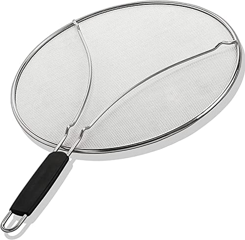 BergKoch Splatter Screen for Frying Pan - 9.5 Inch Stainless Steel Grease Splatter Guard - Cover Oil Splash when Sizzling Bacon, Cooking Fried Chicken or Popcorn