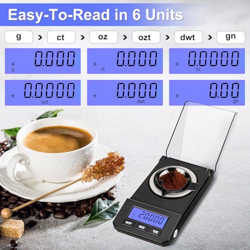 Milligram Scale, 50g/0.001g High Precision Mg Scale, Jewelry Scale with Tare, 6 Unit Powder Scale, Digital Miligram Scale for Powder Medicine, Gem, Micro Gram Scale, Reloading Scale Gold