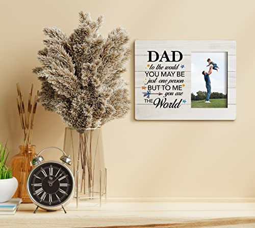 To Dad Gifts Picture Frame, To the World You May Be Just One Person but to Me You Are the World, Tabletop Picture Frame Plaque Gift, Dad Photo Frame Gift, Father's Day Gift from Son or Daughter