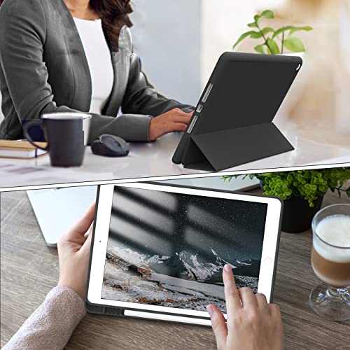 JKSML Case for iPad 9th Generation 2021/ iPad 8th Generation 2020/ iPad 7th Generation 2019, Protective Case with Pencil Holder for iPad 9/8/7, Case for iPad 10.2 Inch, Auto Sleep/Wake, Black