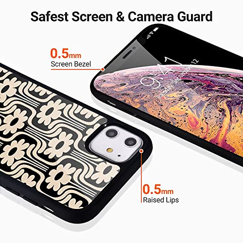 Idocolors Abstract Black Phone Case for iPhone XR,Irregular Black spot Design Protective Cover Shockproof Soft Silicone Hard Back Scratch Resistant Cute Girly Case