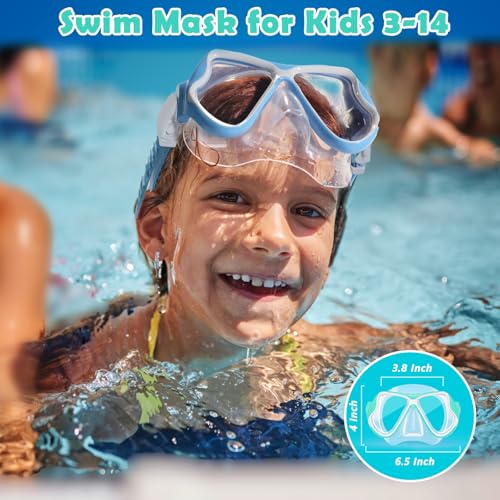 Freela 2 Pack Swim Goggles Kids Swimming Goggles for Kids 6-14 8-12 3-6 4-7 8-14 with Nose Cover Anti Fog 180° Clear View Water Pool Goggles Mask Childrens Boys Girls Toddler Youth 4 5 6 7 8 9 Years