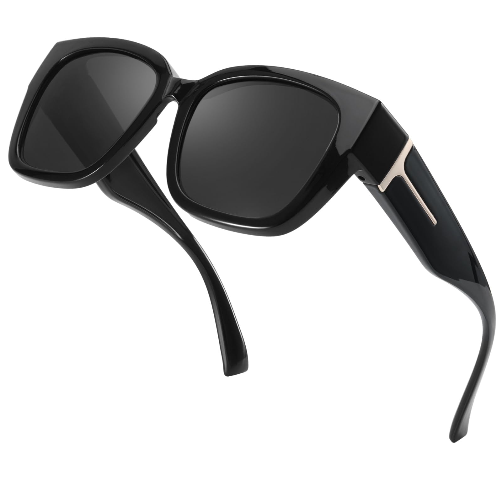 TJUTR Oversized Polarized Fit Over Glasses Sunglasses For Women, Large Trendy Square Shades For Driving with UV400 Protection