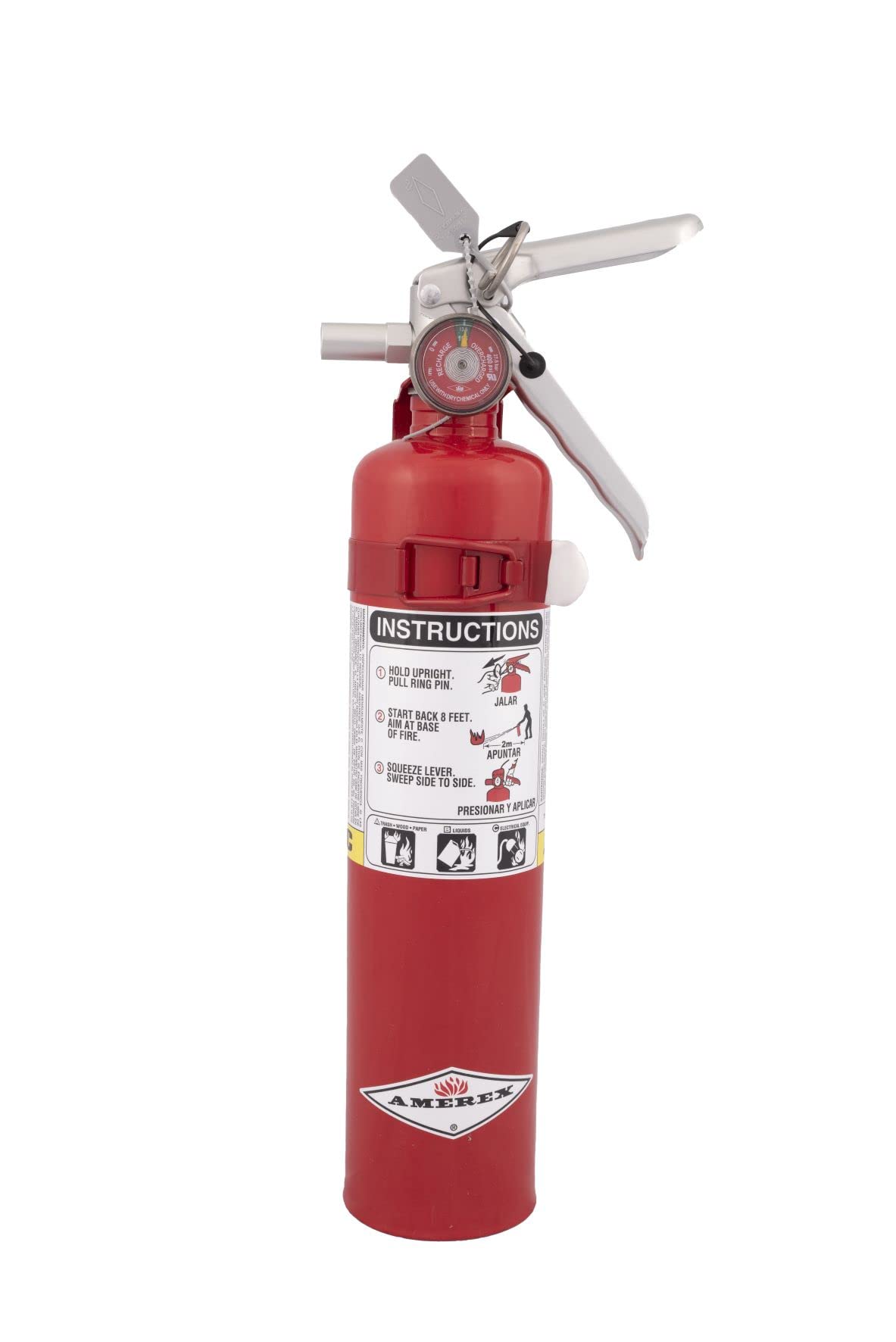 Amerex B417T, 2.5 Pound ABC Dry Chemical Class A B C Multi-Purpose 2.5 Pound Fire Extinguisher with Wall Bracket