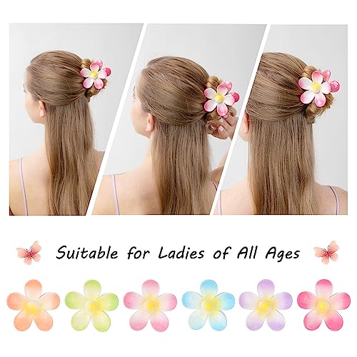 WACHLL Matte Flower Hair Claw Clips for Women, 6PCS Large Non-Slip Strong Hold Clips for Thick and Thin Hair